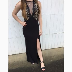 Black lace prom dress